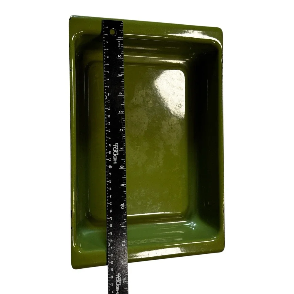 Cathrineholm Avocado Green Lotus Enamel Lasagna Pan Baking Dish MCM 13x9 Vtg